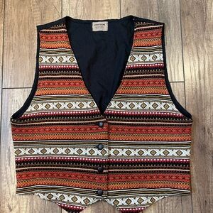 Colorful Western Inspired Striped Vest with Button Closure